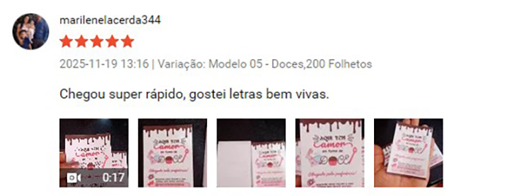 Avaliação de cliente