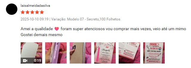 Avaliação de cliente