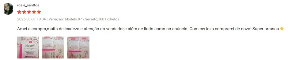 Avaliação de cliente